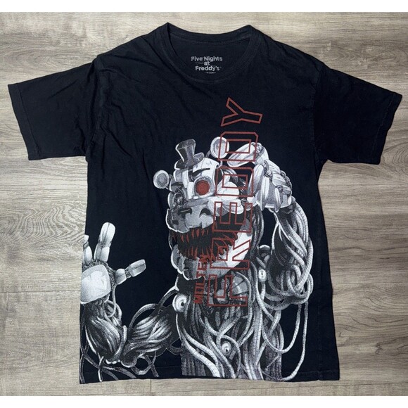 Five Nights At Freddy's FNAF Jumbo Print T-Shirt Size Small Black Freddy Print - Picture 1 of 4